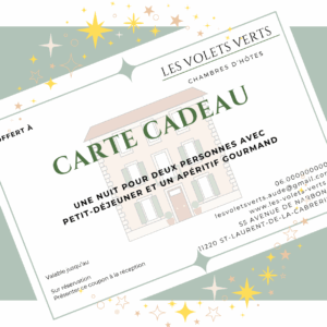Carte cadeau pour 1 nuit et un apéritif gourmand